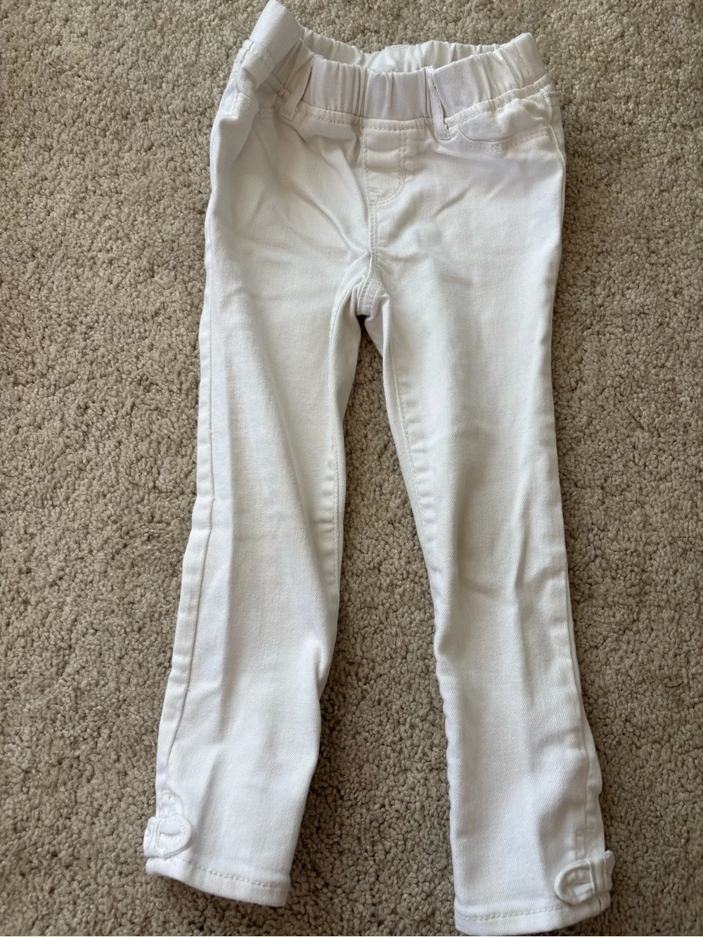GAP Girls 4T White Denim Jegging Jeans Skinny Stretch Pull On Bows